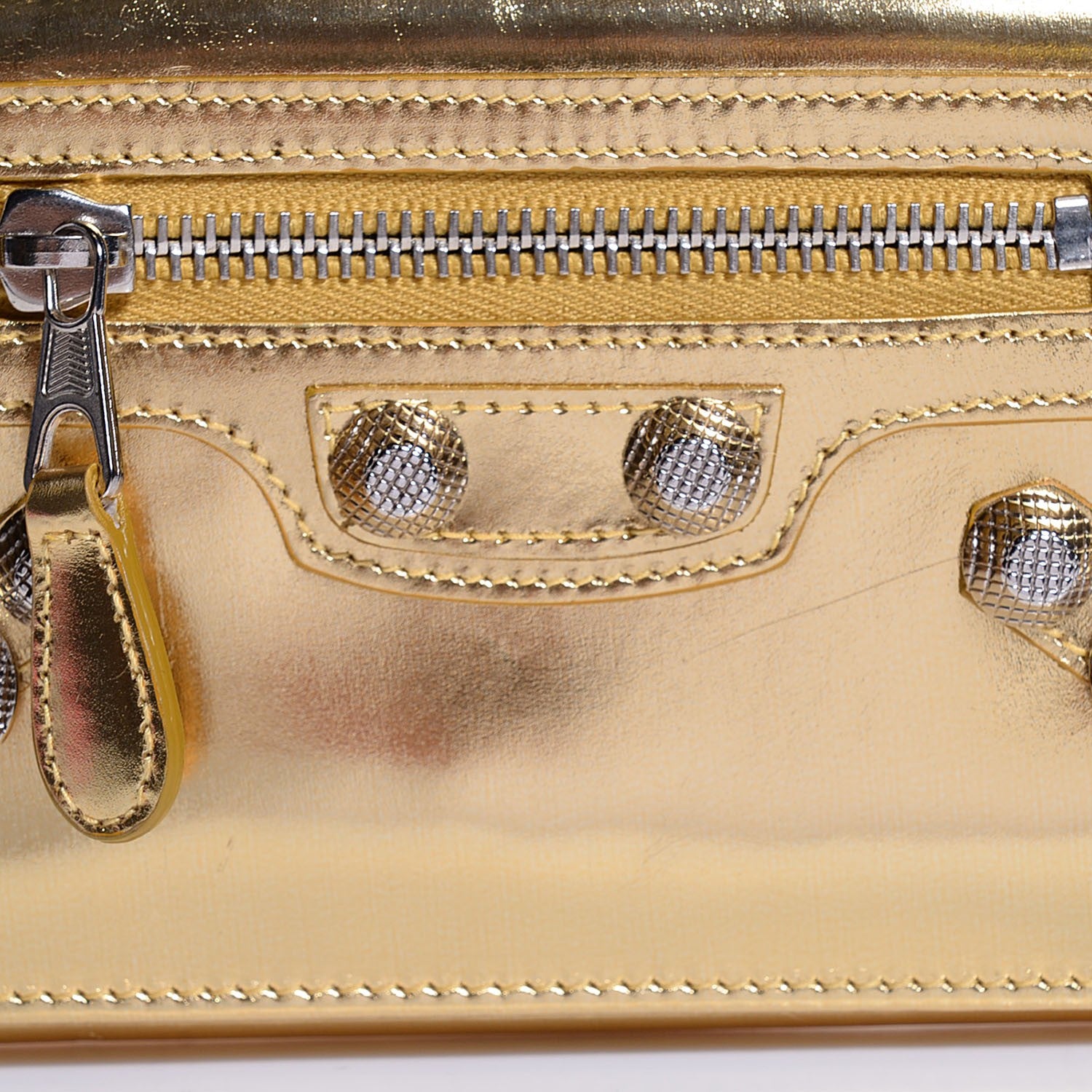 Balenciaga Laminated Calfskin Giant 12 Silver Hardware Money Wallet Gold 3 of 8