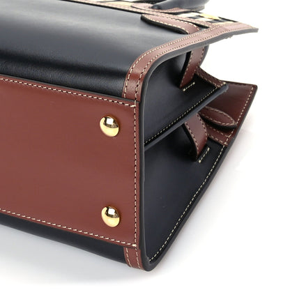 Burberry Calfskin Vintage Check Mini Two Handle Title Bag  Black 8 of 8