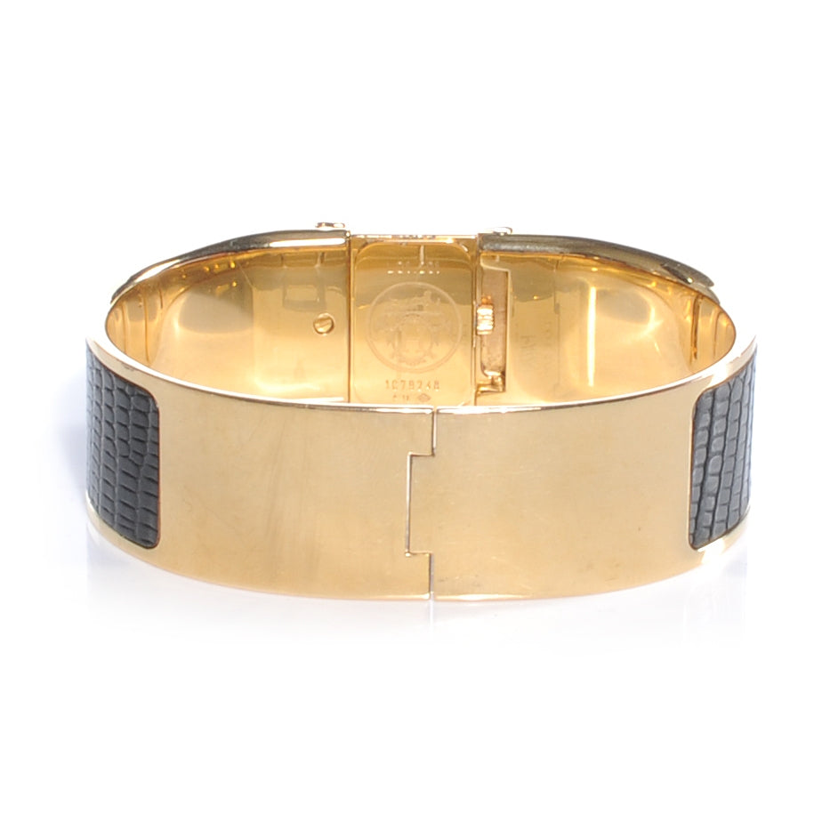 Hermes Stainless Steel Lizard 19mm Loquet Quartz Watch Noir 5 of 7