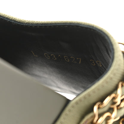 Chanel Canvas Chain Flat Sandals 39 Khaki 9 of 10