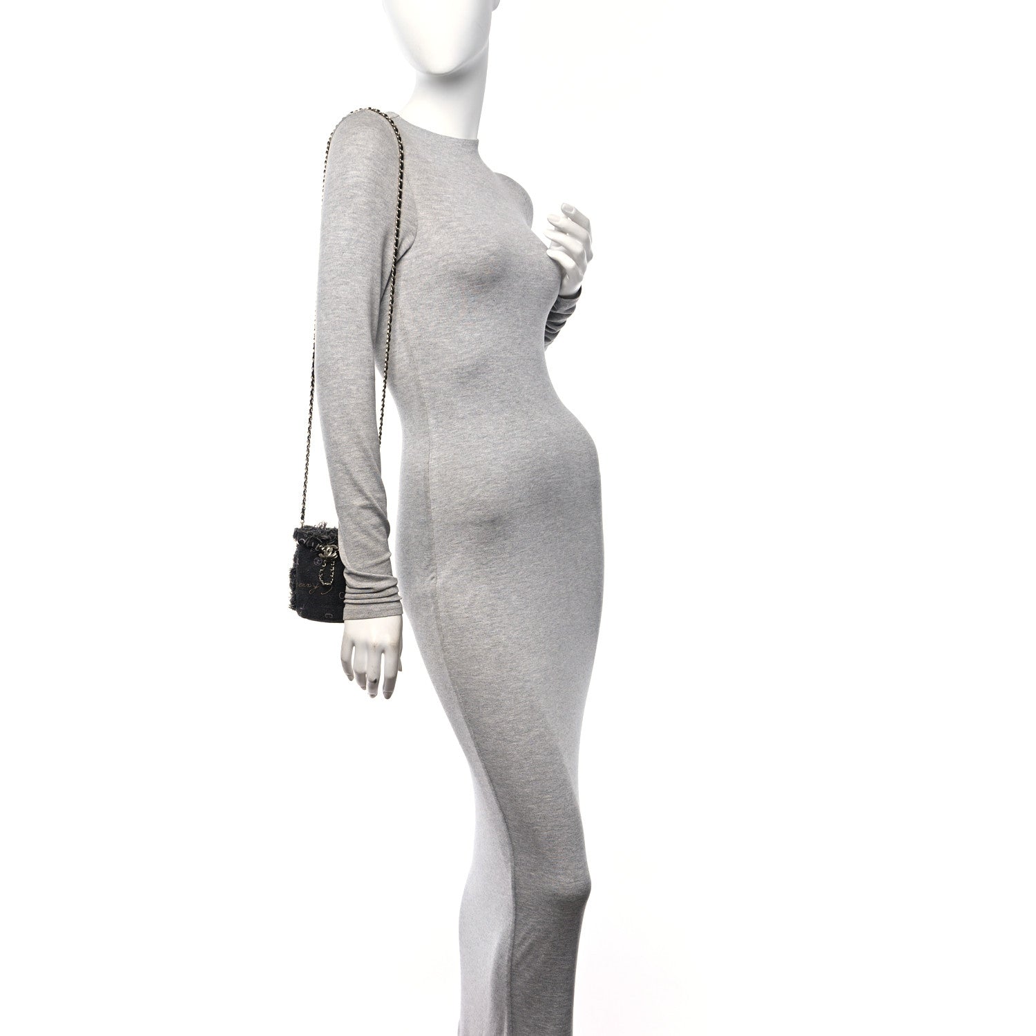 Chanel Denim Quilted Mood Bucket With Chain Black Multicolor 2 of 10