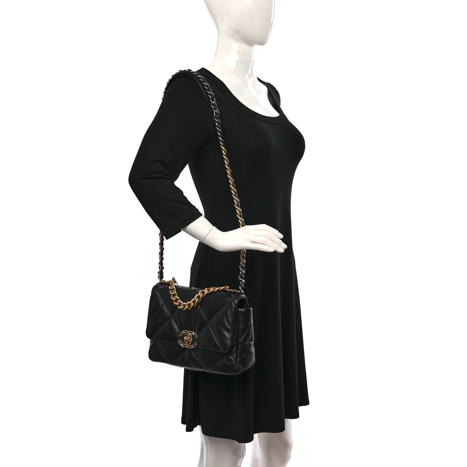 Chanel Goatskin Quilted Medium Chanel 19 Flap Black 2 of 9