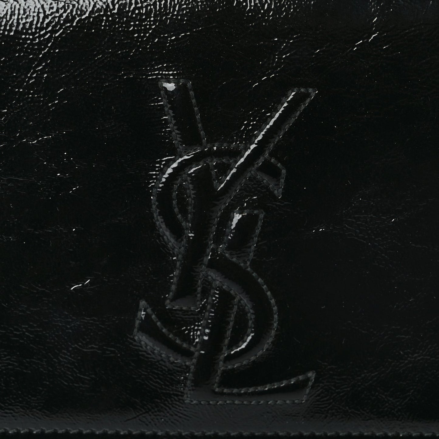 Textured Patent Monogram Large Belle De Jour Clutch Black