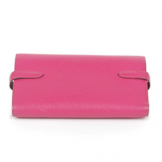 Hermes Chevre de Coromandel Medium Kelly Wallet Fuchsia 3 of 11