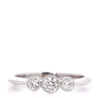 Tiffany Platinum Diamond Three Stone Milgrain Ring 53 6.25 1 of 5