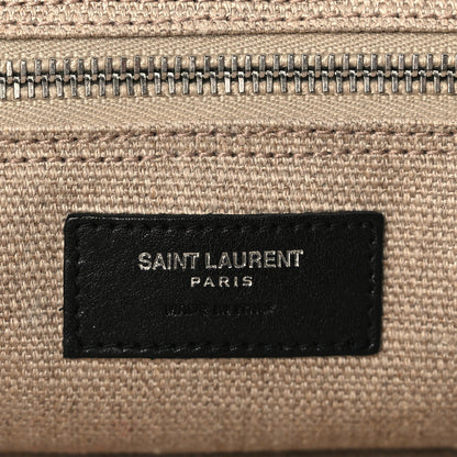 Saint Laurent Linen Calfskin Rive Gauche North South Tote Optic White 5 of 8