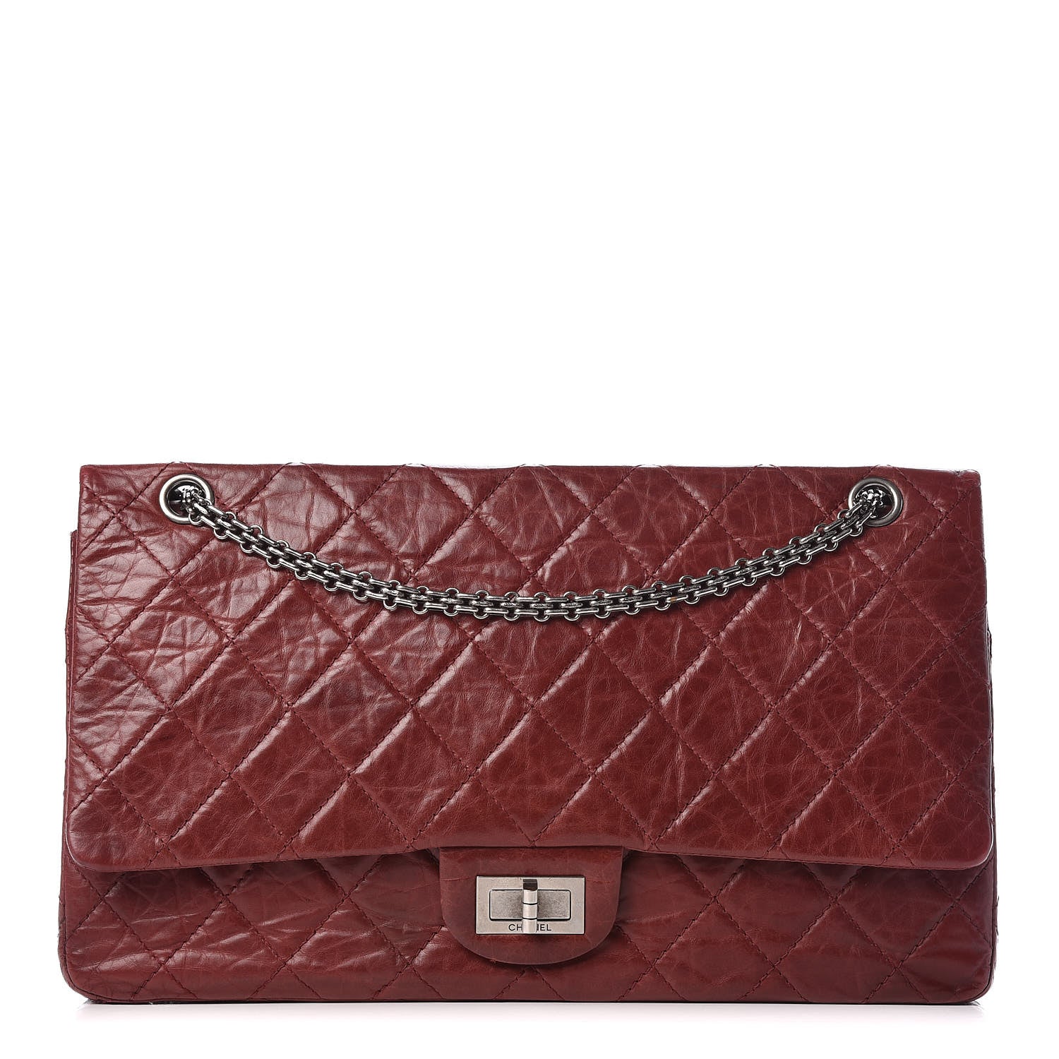 Chanel Aged Calfskin Quilted 2.55 Reissue 228 Flap Dark Red 1 of 13