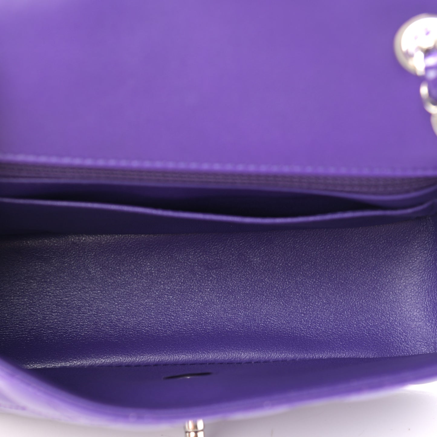 Patent Quilted Mini Rectangular Flap Purple