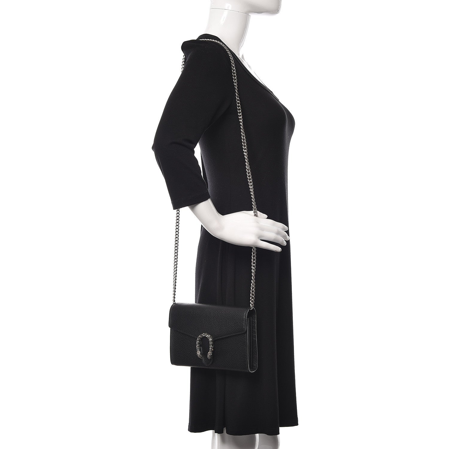 Gucci Calfskin Mini Dionysus Chain Wallet Black 2 of 13