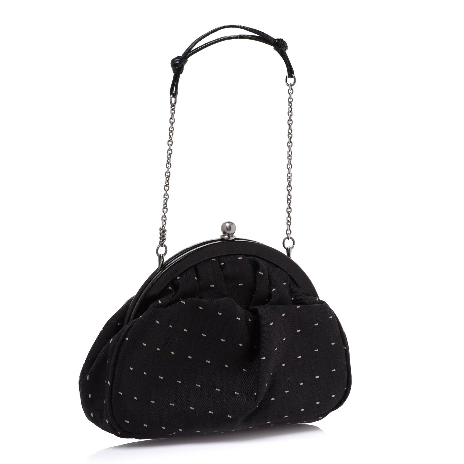 Prada Jacquard Kisslock Shoulder Bag Black 2 of 8