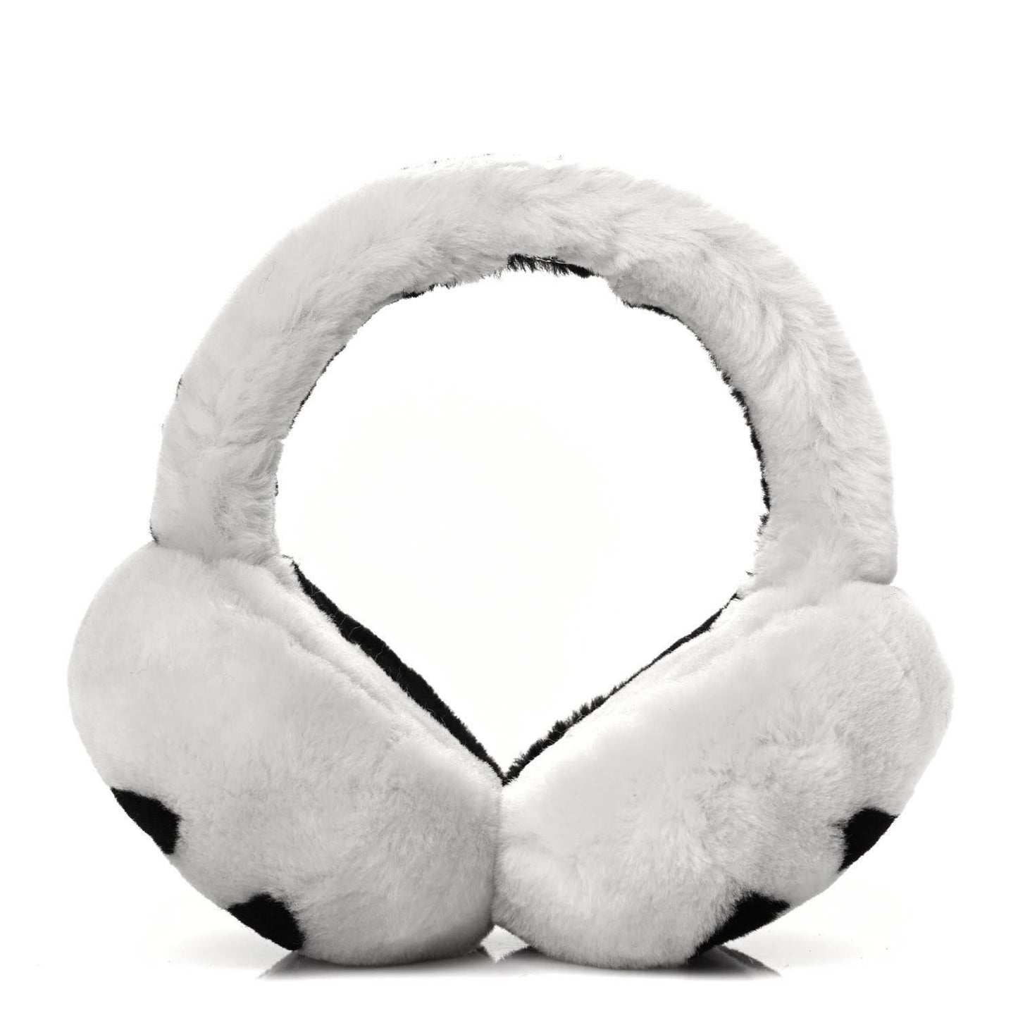 Shearling CC Bi-Color Ear Muffs White Black