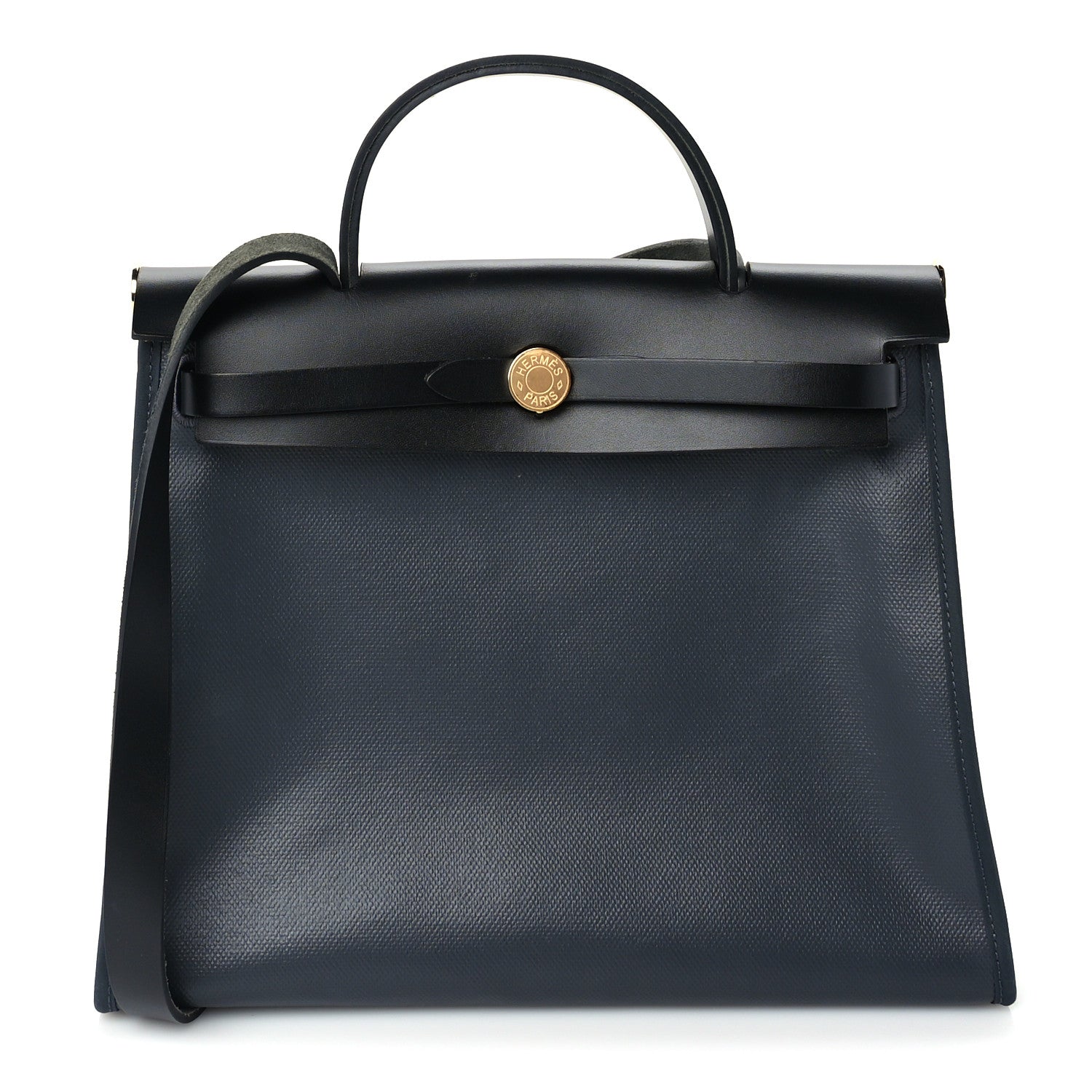 Hermes Toile H Berline Vache Hunter Herbag Zip PM  Black Bleu Nuit 1 of 8
