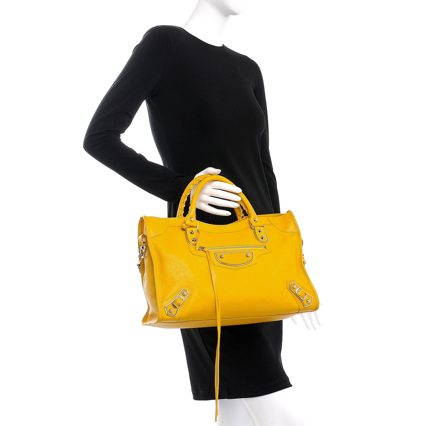 Chevre Silver Metallic Edge Hardware City Jaune Epi