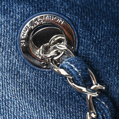 Chanel Denim Printed Shopping Bag Blue 12 of 13