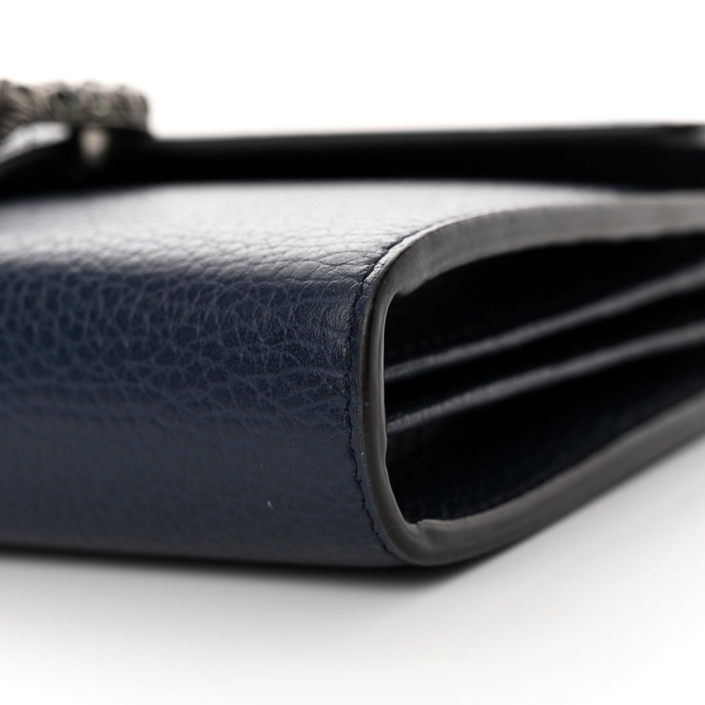 Dollar Calfskin Crystal Mini Dionysus Chain Wallet Blue Agata Black Diamond