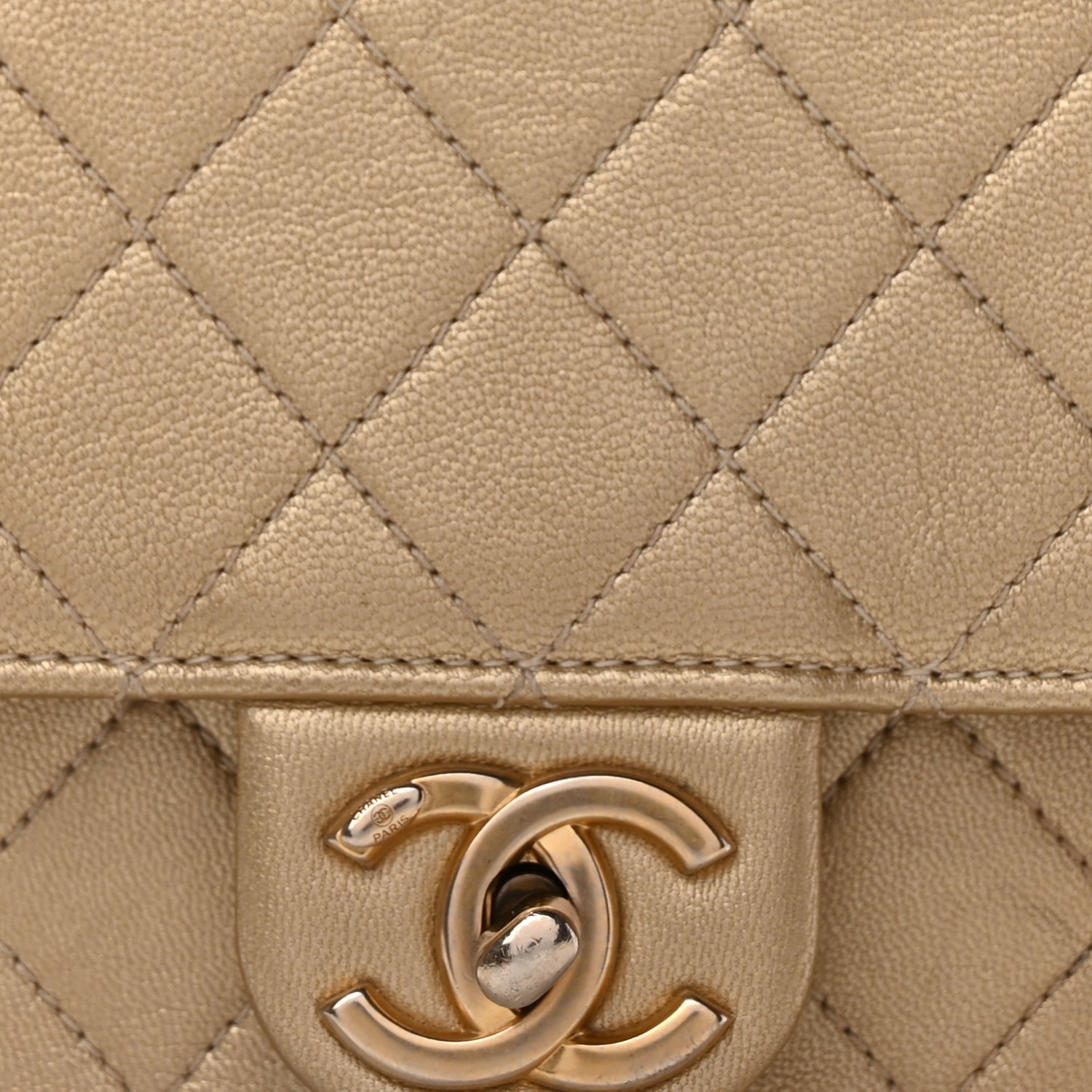 Chanel Metallic Lambskin Quilted Small Chic Pearls Flap Gold 6 of 8