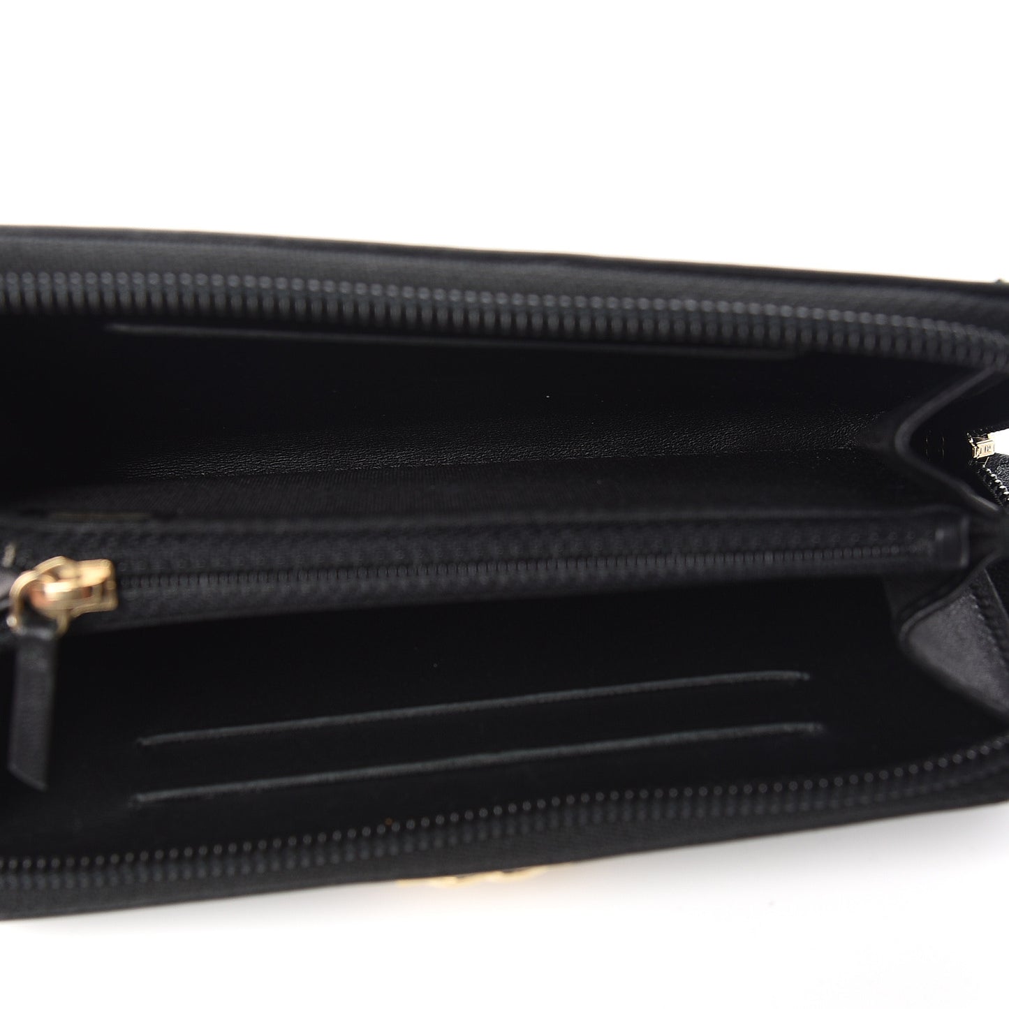 Lambskin Quilted Small Boy Zip Around Wallet Black