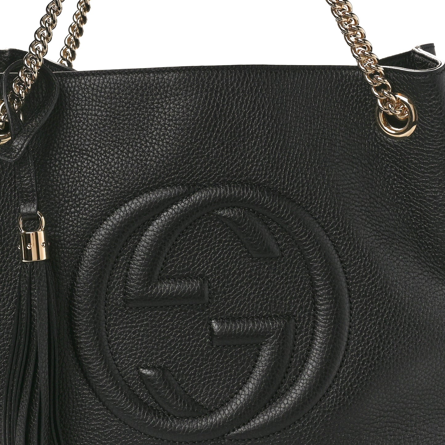 Pebbled Calfskin Medium Soho Chain Shoulder Bag Black
