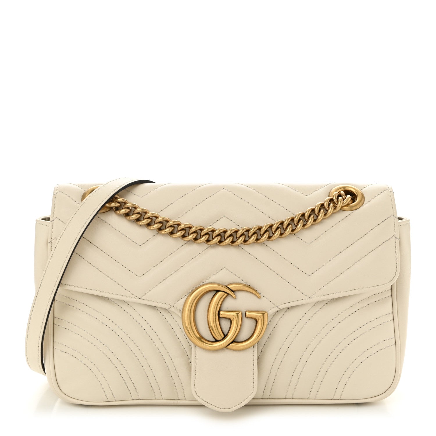 Gucci Calfskin Matelasse Small GG Marmont Shoulder Bag White 1 of 14