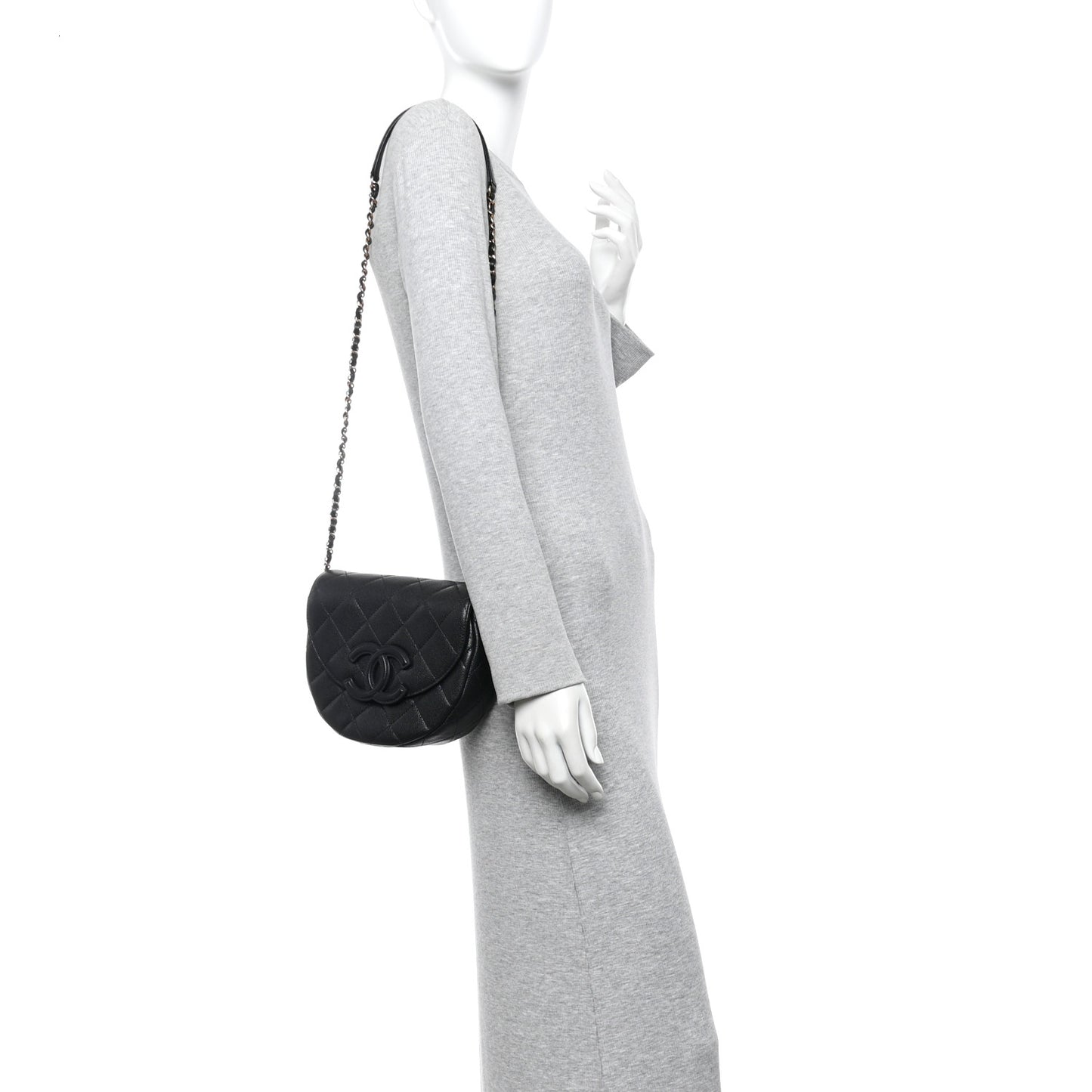 Caviar Quilted Mini Messenger Flap Black