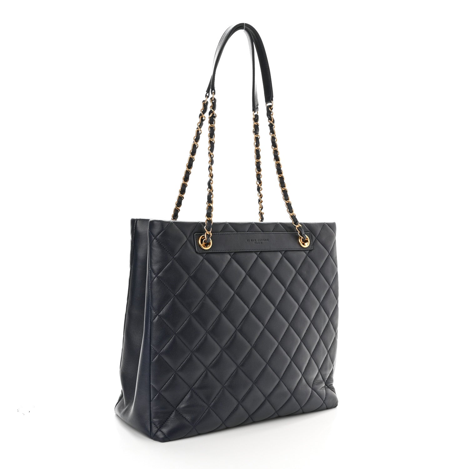 Chanel Lambskin Quilted Trendy CC Shopping Tote Navy 3 of 11