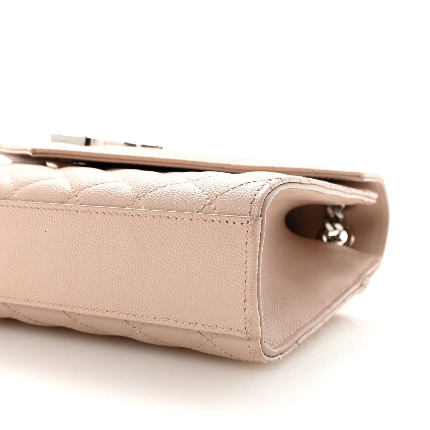 Saint Laurent Grain De Poudre Textured Mixed Matelasse Medium Triquilt Monogram Satchel Marble Pink 9 of 9