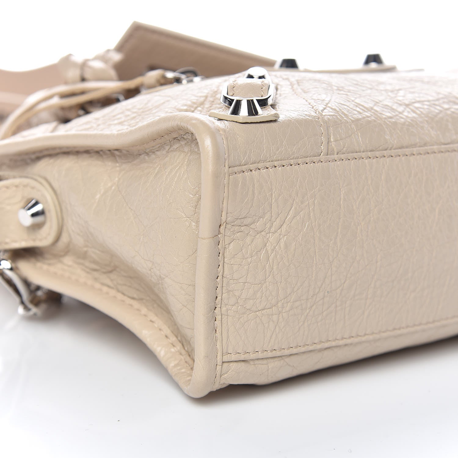 Balenciaga Agneau Classic Silver Hardware Mini City Logo Strap Beige Tapioca 10 of 11
