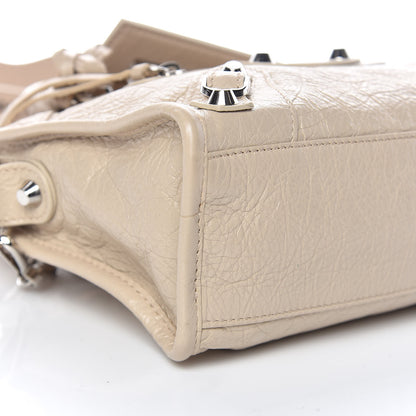 Balenciaga Agneau Classic Silver Hardware Mini City Logo Strap Beige Tapioca 10 of 11