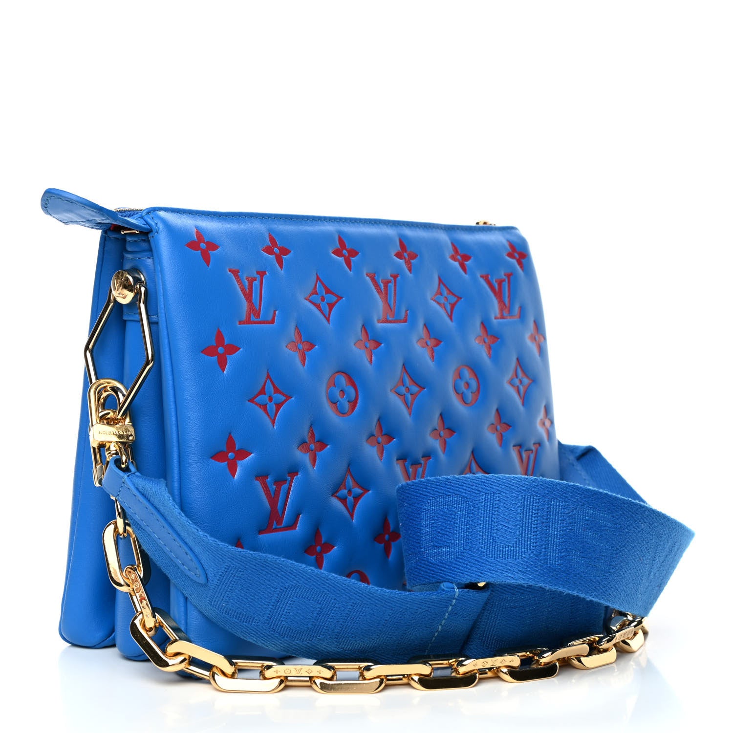 Louis Vuitton Lambskin Embossed Monogram Vuittamins Coussin PM Blue Red 2 of 4