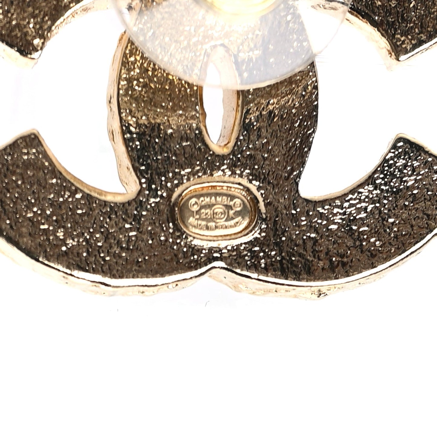 Metal Enamel CC Earring Pink Gold