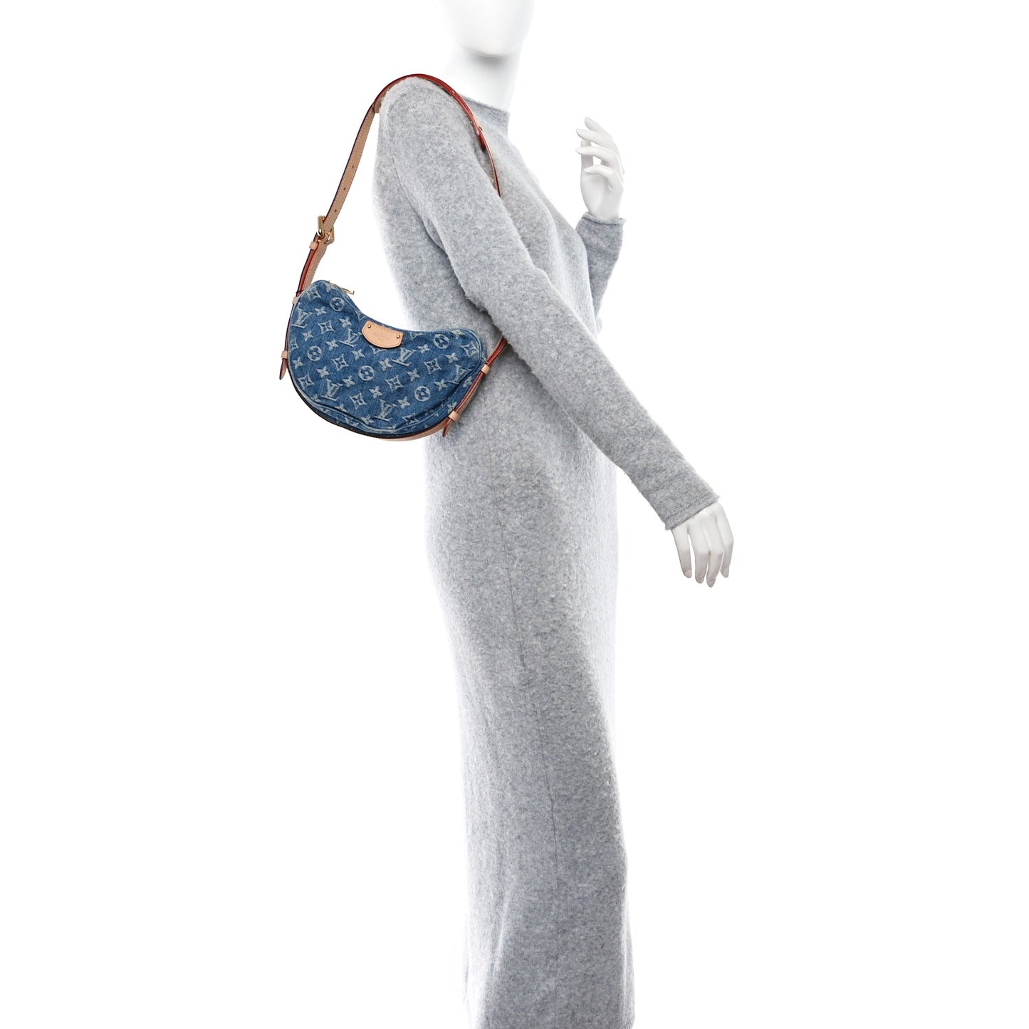 Monogram Denim Croissant MM Blue