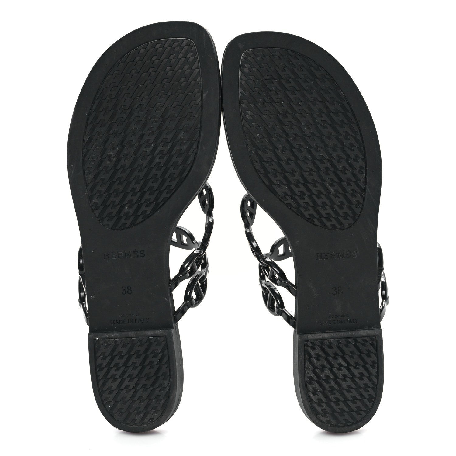 Hermes Rubber Chaine d'Ancre Rivage Sandals 38 Black 6 of 7