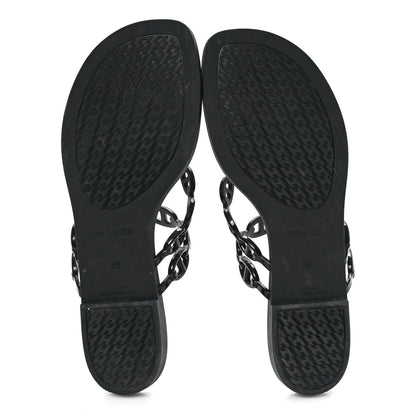 Hermes Rubber Chaine d'Ancre Rivage Sandals 38 Black 6 of 7