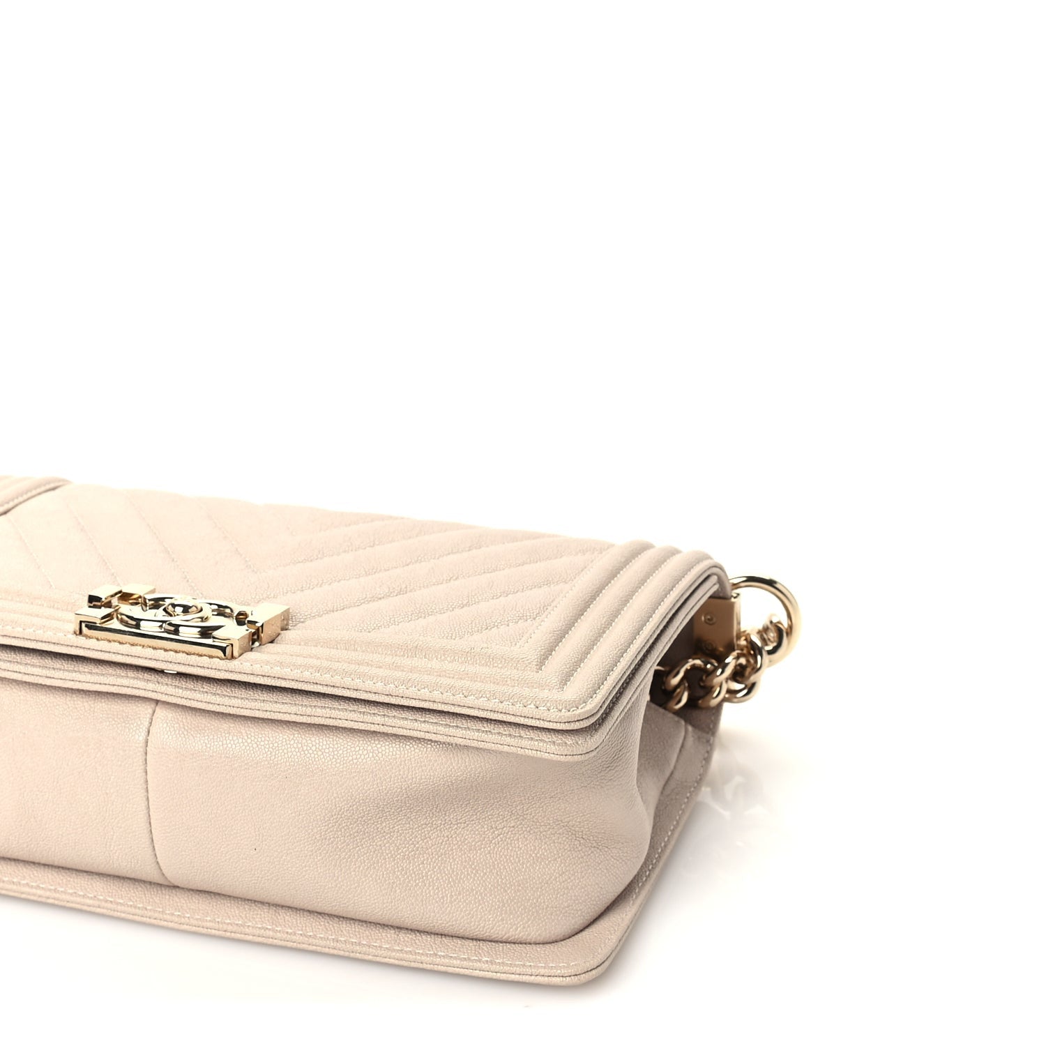 Chanel Caviar Chevron Quilted Medium Boy Flap Light Beige 9 of 9