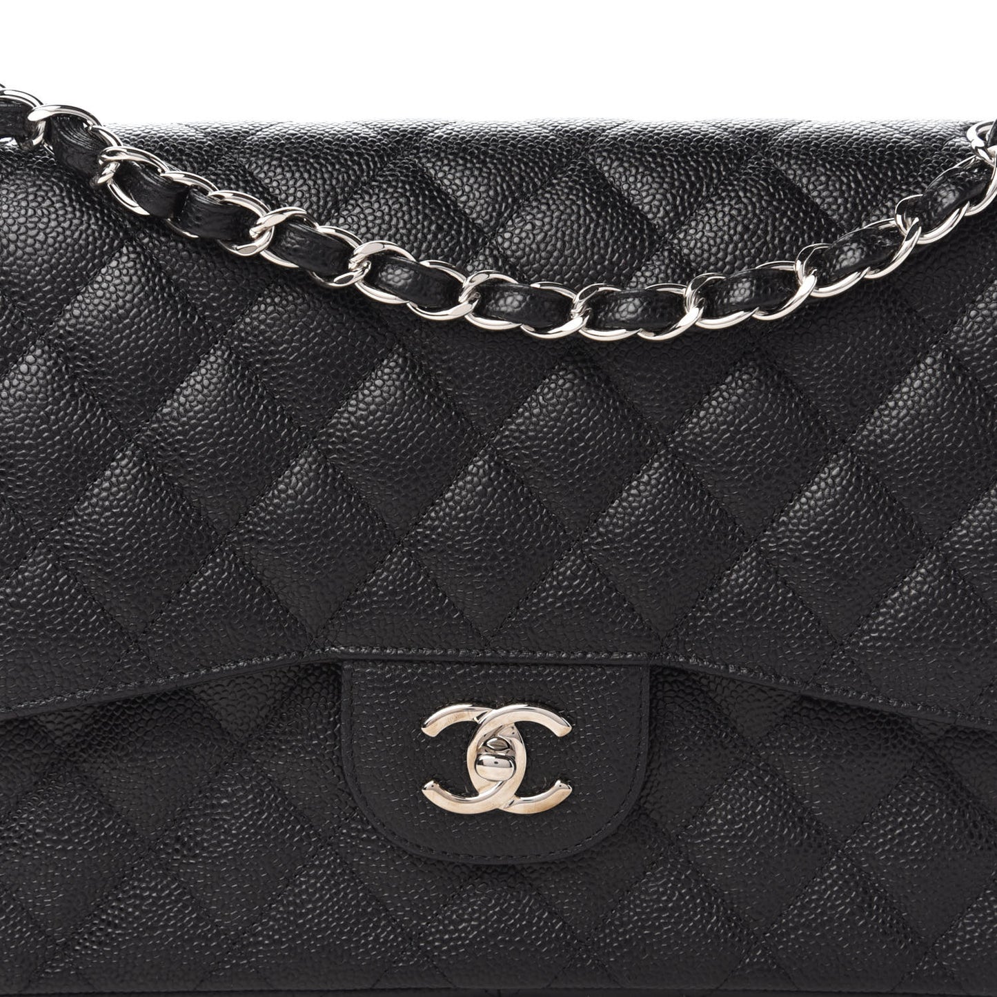 Caviar Quilted Jumbo Double Flap Black