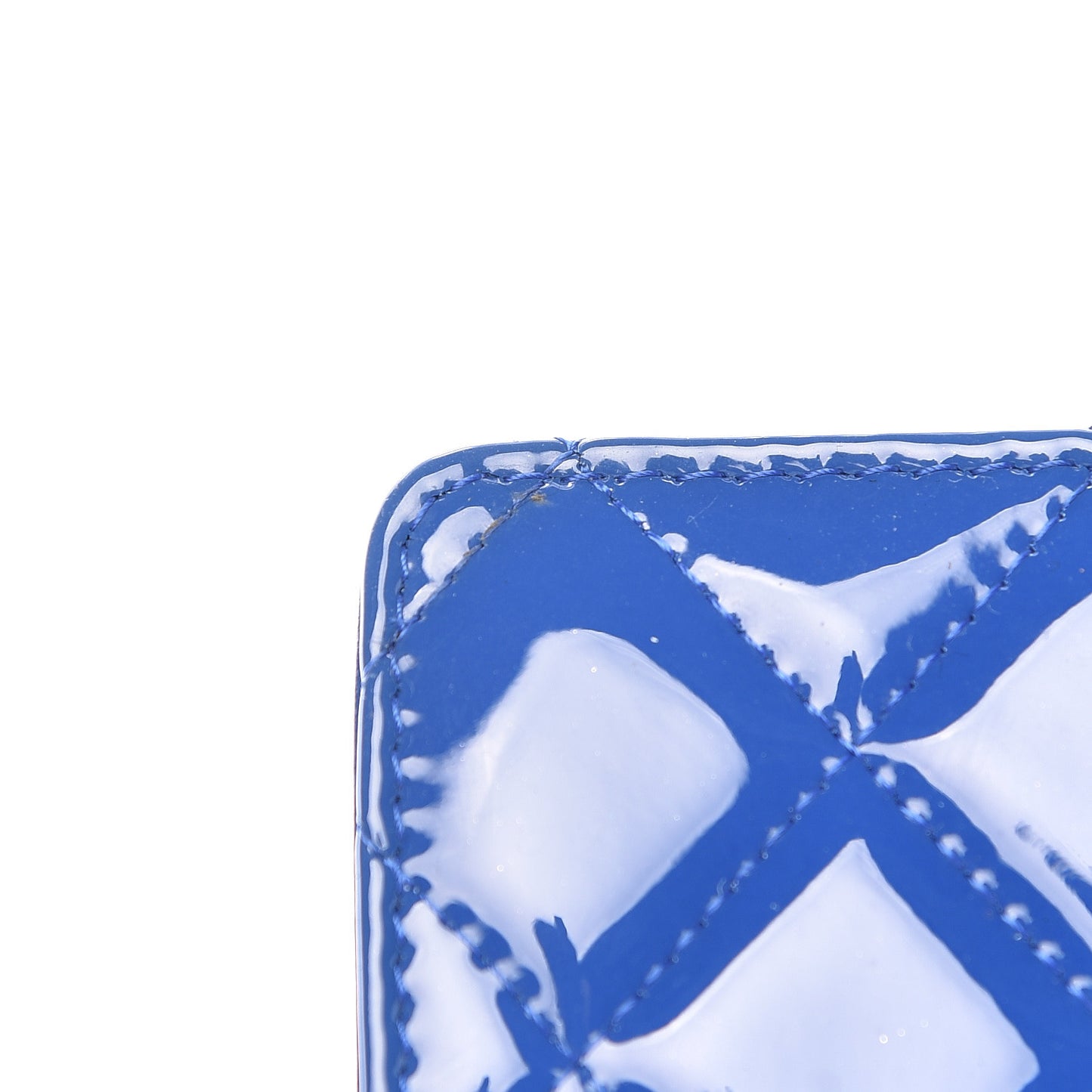 Patent Quilted Zipped Pocket Wallet Blue