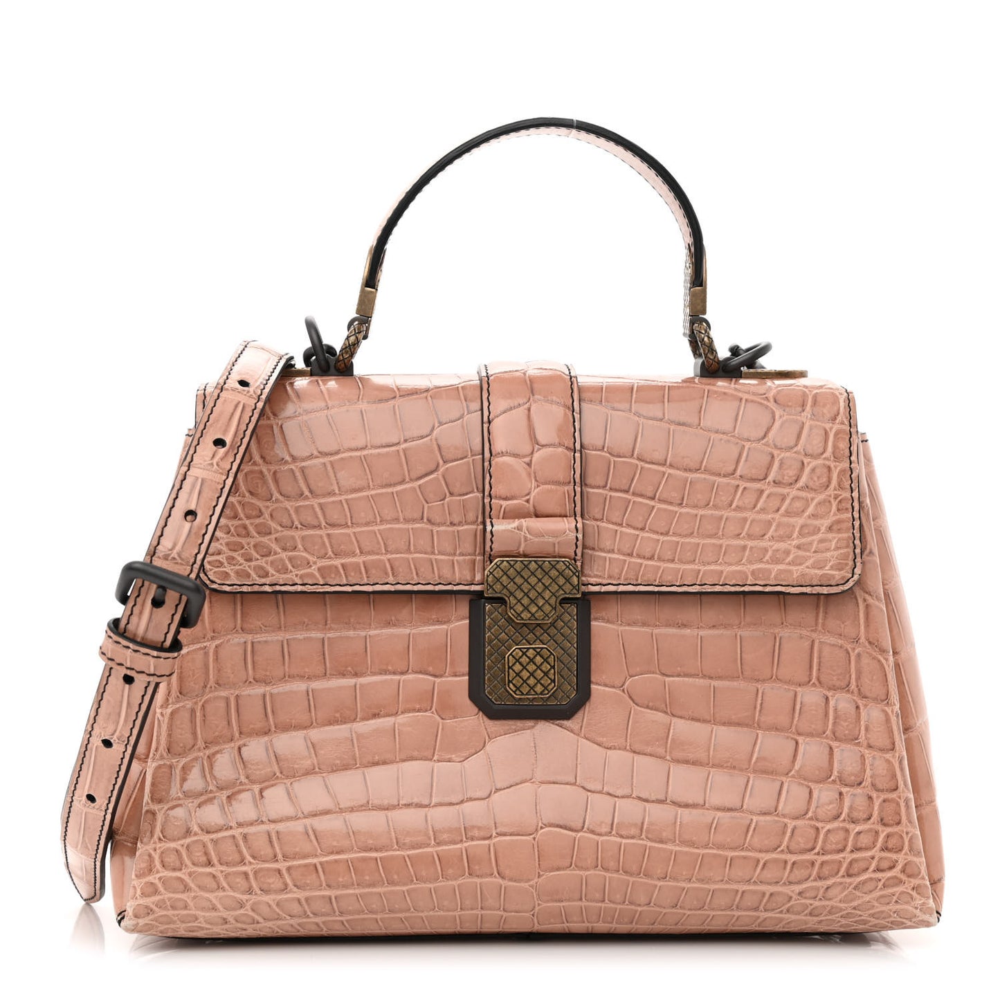 Crocodile Small Piazza Bag Light Pink
