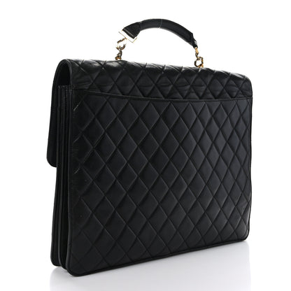 Chanel Lambskin Quilted Briefcase Laptop Bag Black 3 of 10