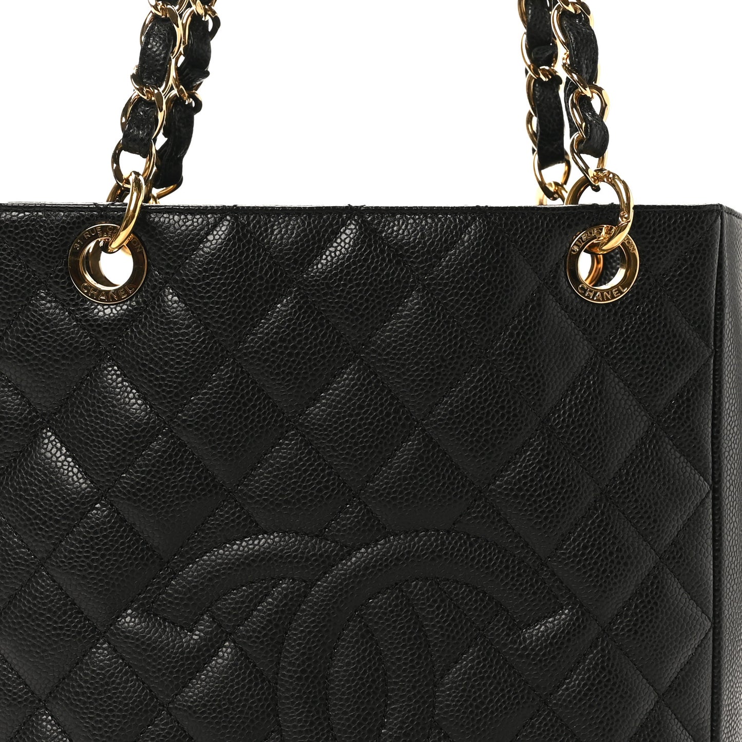 Caviar Quilted Petit Shopping Tote PST Black