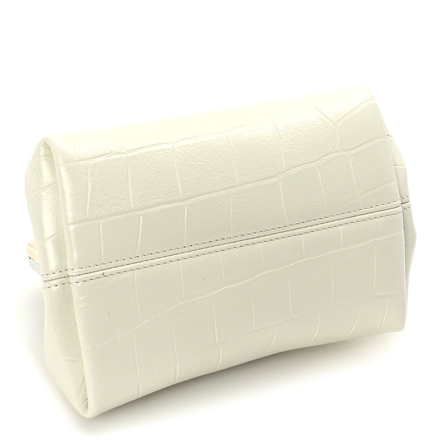 Calfskin Crocodile Embossed The Berlingot Clutch Light Ivory