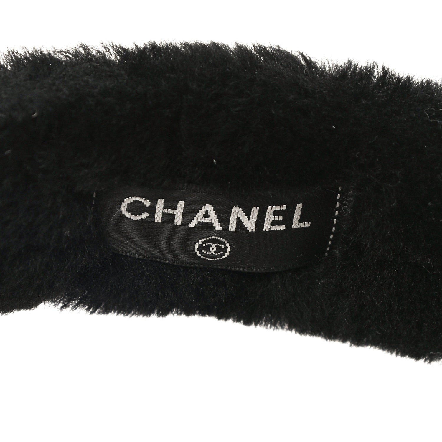 Chanel Shearling CC Ear Muffs Black White 5 of 7