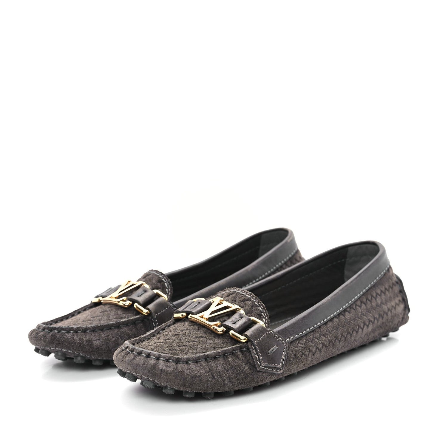Suede Woven Oxford Loafers Brown