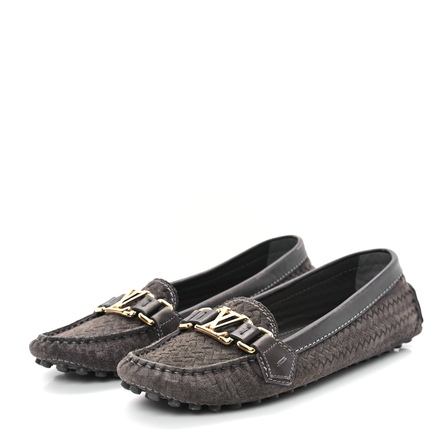 Louis Vuitton Suede Woven Oxford Loafers Brown 4 of 7