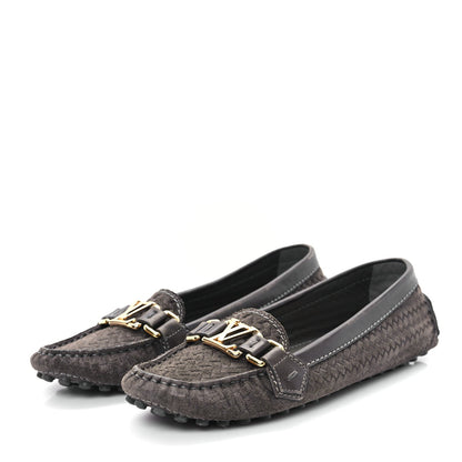 Louis Vuitton Suede Woven Oxford Loafers Brown 4 of 7