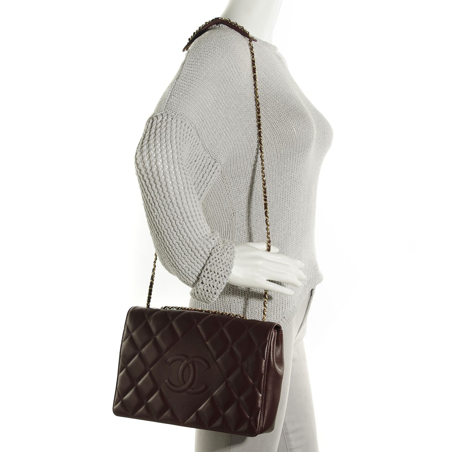 Chanel Lambskin Quilted Medium Diamond CC Flap Burgundy 2 of 8