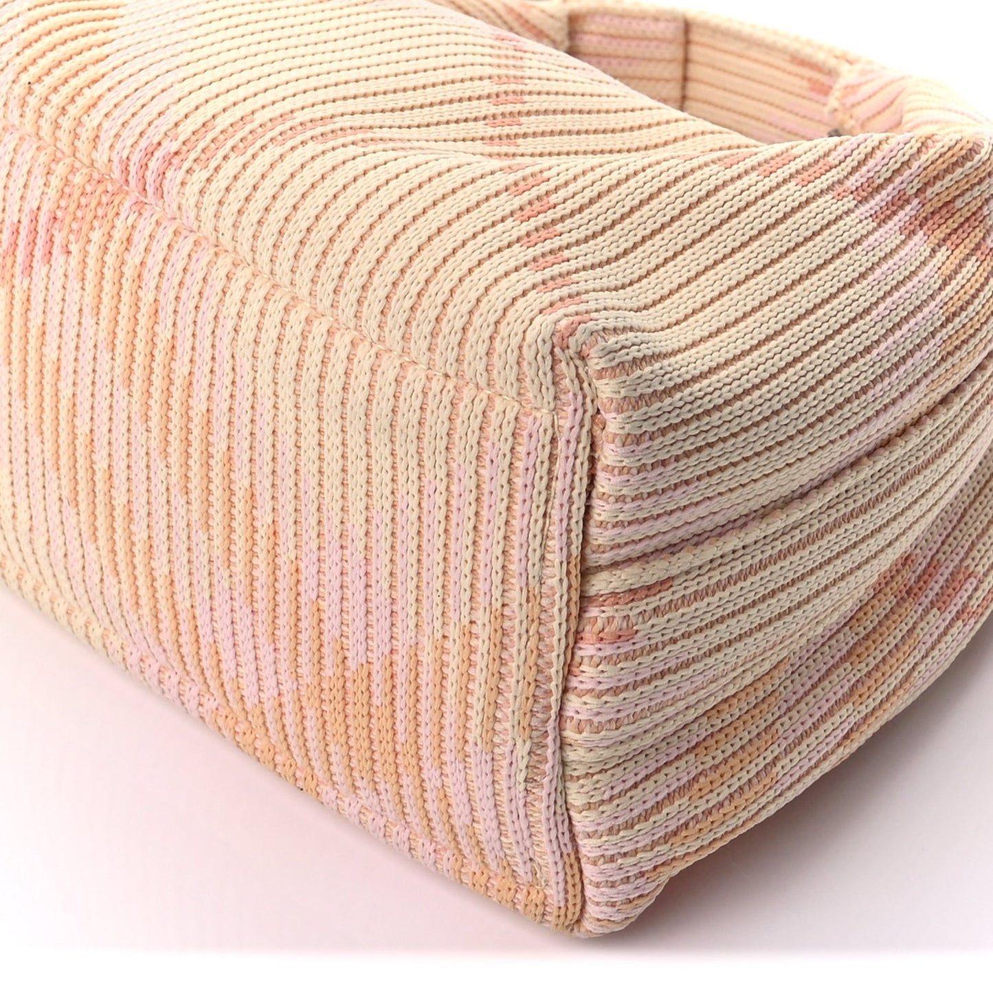 Canvas Knitted Check Mini Peg Duffle Bag Sherbert