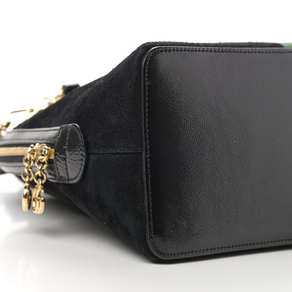 Gucci Suede Patent GG Web Medium Ophidia Top Handle Dome Bag Black 10 of 14