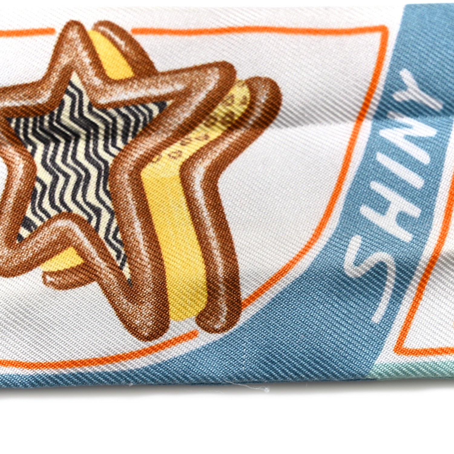 Hermes Silk Funny Ice Cream Twilly Aqua Orange Jaune 10 of 10