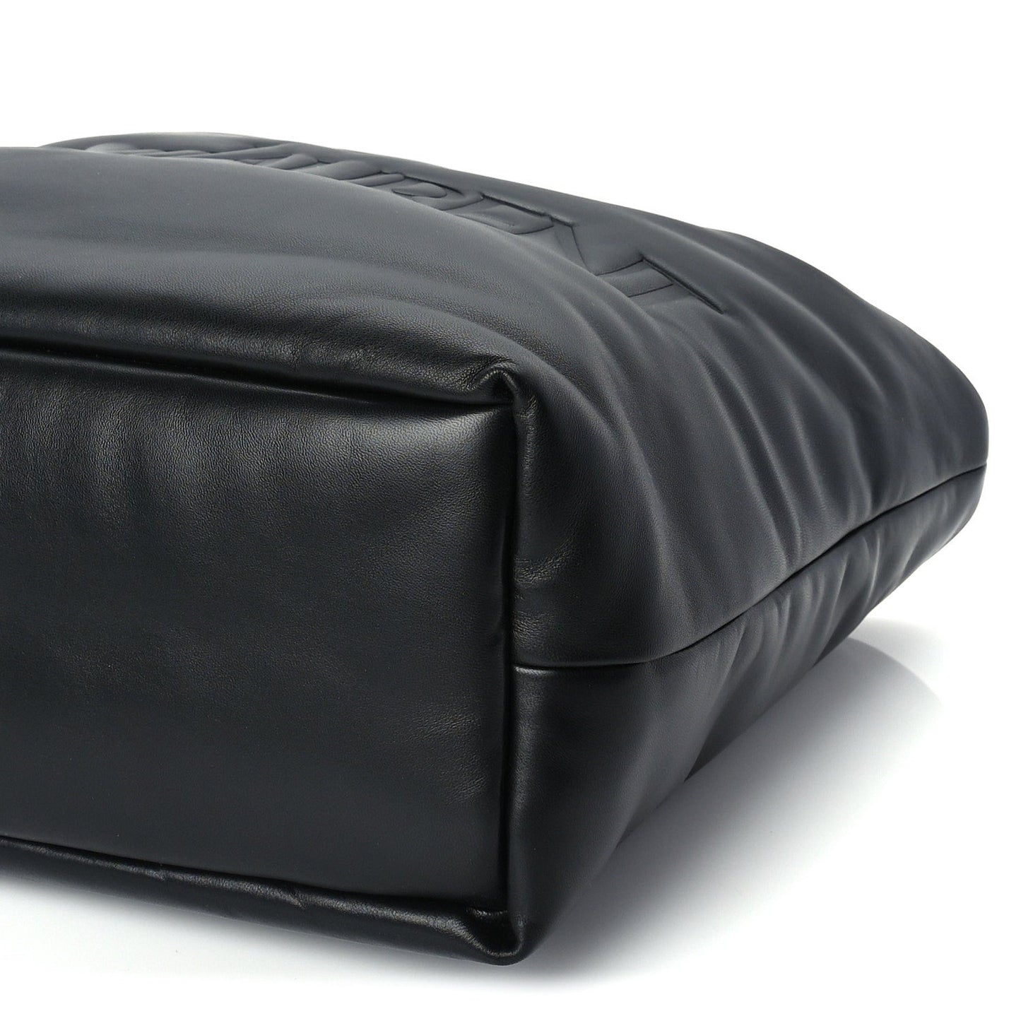 Lambskin Wide Puffer Tote Black