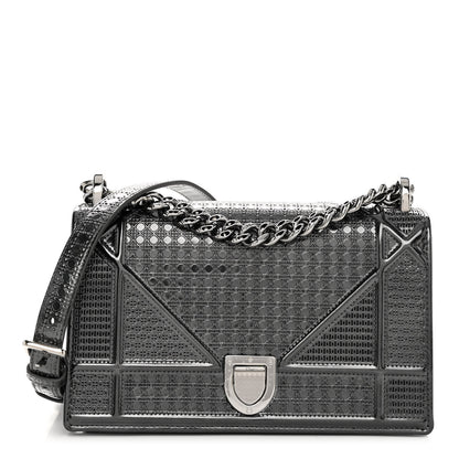 Christian Dior Metallic Patent Micro-Cannage Small Diorama Flap Bag Onyx Black 1 of 9